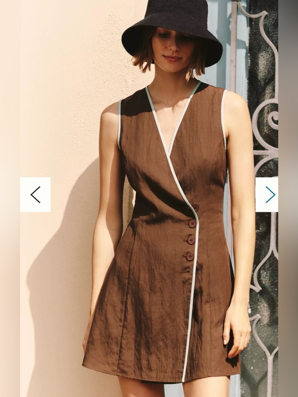 Mare Mare Linen Asymmetric Button Mini Dress by Anthropologie